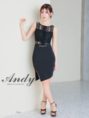 Andy/AN-ON2890/ミニドレス/キャバドレス/レース/タイト/スリット/クルーネック/ベルト風