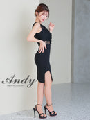 Andy/AN-ON2890/ミニドレス/キャバドレス/レース/タイト/スリット/クルーネック/ベルト風