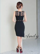 Andy/AN-ON2890/ミニドレス/キャバドレス/レース/タイト/スリット/クルーネック/ベルト風
