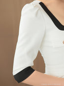 Andy/AN-ON2892/ワンピース/ミニドレス/キャバドレス/タイト/バイカラー/フロントジップ/ベルト/袖あり/七分袖/ゴールドボタン