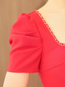 Andy/AN-ON2902/ミニドレス/キャバドレス/セットアップ/マーメイド/チェーンパイピング/スクエアネック/パフスリーブ/袖あり/フロントジップ