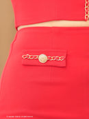 Andy/AN-ON2902/ミニドレス/キャバドレス/セットアップ/マーメイド/チェーンパイピング/スクエアネック/パフスリーブ/袖あり/フロントジップ