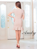 Andy/AN-ON2902/ミニドレス/キャバドレス/セットアップ/マーメイド/チェーンパイピング/スクエアネック/パフスリーブ/袖あり/フロントジップ