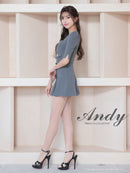 Andy/AN-ON2906/セットアップ/ミニドレス/キャバドレス/フロントジップ/半袖/袖あり/スクエアネック/ボタン/ストレッチ/フレア