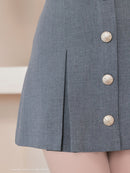 Andy/AN-ON2906/セットアップ/ミニドレス/キャバドレス/フロントジップ/半袖/袖あり/スクエアネック/ボタン/ストレッチ/フレア