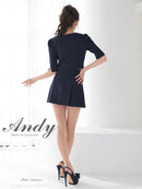 Andy/AN-ON2906/セットアップ/ミニドレス/キャバドレス/フロントジップ/半袖/袖あり/スクエアネック/ボタン/ストレッチ/フレア