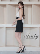 Andy/AN-ON2908/ワンピース/ミニドレス/キャバドレス/ホルターネック/バスト切り替え/フロントジップ/ハイネック/ビジュー/リボン/フレア