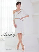 Andy/AN-ON2912/セットアップ/ミディアムドレス/キャバドレス/アシンメトリー/フロントジップ/フリル/テールカット/マーメイド