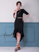 Andy/AN-ON2912/セットアップ/ミディアムドレス/キャバドレス/アシンメトリー/フロントジップ/フリル/テールカット/マーメイド