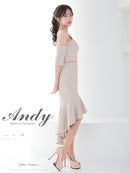 Andy/AN-ON2912/セットアップ/ミディアムドレス/キャバドレス/アシンメトリー/フロントジップ/フリル/テールカット/マーメイド