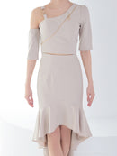 Andy/AN-ON2912/セットアップ/ミディアムドレス/キャバドレス/アシンメトリー/フロントジップ/フリル/テールカット/マーメイド