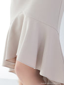 Andy/AN-ON2912/セットアップ/ミディアムドレス/キャバドレス/アシンメトリー/フロントジップ/フリル/テールカット/マーメイド