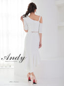 Andy/AN-ON2912/セットアップ/ミディアムドレス/キャバドレス/アシンメトリー/フロントジップ/フリル/テールカット/マーメイド