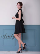 Andy/AN-ON2913/ワンピース/キャバドレス/ミニドレス/ハイネック/フロントジップ/ウエストシアー/バックリボン/ノースリーブ/フレア