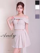 Andy/AN-ON2914/セットアップ/ミニドレス/キャバドレス/オフショル/キャミソール/バストジップ/プリーツ/アシンメトリー/フレア
