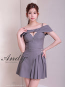 Andy/AN-ON2914/セットアップ/ミニドレス/キャバドレス/オフショル/キャミソール/バストジップ/プリーツ/アシンメトリー/フレア