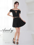 Andy/AN-ON2914/セットアップ/ミニドレス/キャバドレス/オフショル/キャミソール/バストジップ/プリーツ/アシンメトリー/フレア