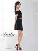 Andy/AN-ON2914/セットアップ/ミニドレス/キャバドレス/オフショル/キャミソール/バストジップ/プリーツ/アシンメトリー/フレア