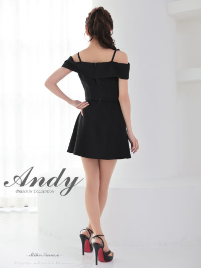 Andy/AN-ON2914/セットアップ/ミニドレス/キャバドレス/オフショル/キャミソール/バストジップ/プリーツ/アシンメトリー/フレア