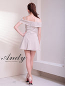 Andy/AN-ON2914/セットアップ/ミニドレス/キャバドレス/オフショル/キャミソール/バストジップ/プリーツ/アシンメトリー/フレア