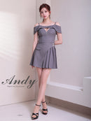 Andy/AN-ON2914/セットアップ/ミニドレス/キャバドレス/オフショル/キャミソール/バストジップ/プリーツ/アシンメトリー/フレア