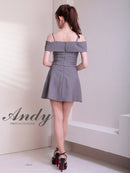Andy/AN-ON2914/セットアップ/ミニドレス/キャバドレス/オフショル/キャミソール/バストジップ/プリーツ/アシンメトリー/フレア
