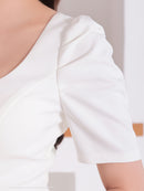 Andy/AN-ON2918/ワンピース/ミディアムドレス/キャバドレス/パフスリーブ/袖あり/バストシアー/裾フリル/スリット/マーメイド