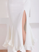 Andy/AN-ON2918/ワンピース/ミディアムドレス/キャバドレス/パフスリーブ/袖あり/バストシアー/裾フリル/スリット/マーメイド