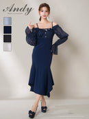 Andy/AN-ON2919/ワンピース/ロングドレス/キャバドレス/オフショルダー/長袖/袖あり/バストシアー/キャミソール/マーメイド