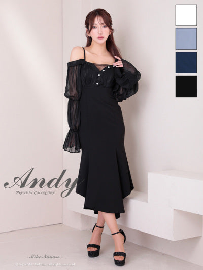 Andy/AN-ON2919/ワンピース/ロングドレス/キャバドレス/オフショルダー/長袖/袖あり/バストシアー/キャミソール/マーメイド
