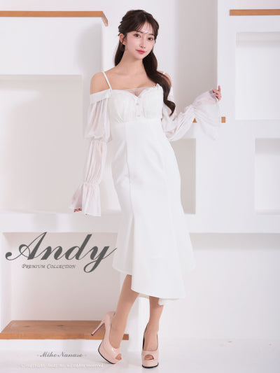 Andy/AN-ON2919/ワンピース/ロングドレス/キャバドレス/オフショルダー/長袖/袖あり/バストシアー/キャミソール/マーメイド