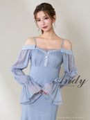 Andy/AN-ON2919/ワンピース/ロングドレス/キャバドレス/オフショルダー/長袖/袖あり/バストシアー/キャミソール/マーメイド