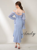 Andy/AN-ON2919/ワンピース/ロングドレス/キャバドレス/オフショルダー/長袖/袖あり/バストシアー/キャミソール/マーメイド