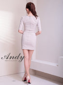 Andy/AN-ON2920/セットアップ/ミニドレス/キャバドレス/デコルテチェーン/フロントジップ/半袖/袖あり/シンプル/ストレッチ/タイト