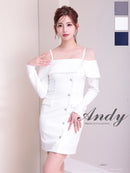 Andy/AN-ON2922/ワンピース/ミニドレス/キャバドレス/ビジューボタン/袖あり/長袖/オフショル/シンプル/タイト