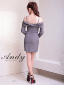 Andy/AN-ON2922/ワンピース/ミニドレス/キャバドレス/ビジューボタン/袖あり/長袖/オフショル/シンプル/タイト