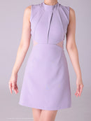 Andy/AN-ON2937/ワンピース/ミニドレス/キャバドレス/シンプル/ハイネック/タック/ノースリーブ/ウエストシアー/バックリボン/フレア