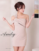 Andy/AN-ON2938/ワンピース/ミニドレス/キャバドレス/アシンメトリー/ワンショルダー/フロントジップ/タイト