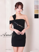 Andy/AN-ON2938/ワンピース/ミニドレス/キャバドレス/アシンメトリー/ワンショルダー/フロントジップ/タイト