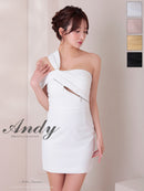 Andy/AN-ON2938/ワンピース/ミニドレス/キャバドレス/アシンメトリー/ワンショルダー/フロントジップ/タイト