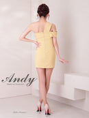Andy/AN-ON2938/ワンピース/ミニドレス/キャバドレス/アシンメトリー/ワンショルダー/フロントジップ/タイト