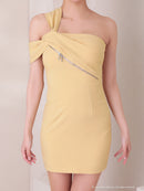 Andy/AN-ON2938/ワンピース/ミニドレス/キャバドレス/アシンメトリー/ワンショルダー/フロントジップ/タイト