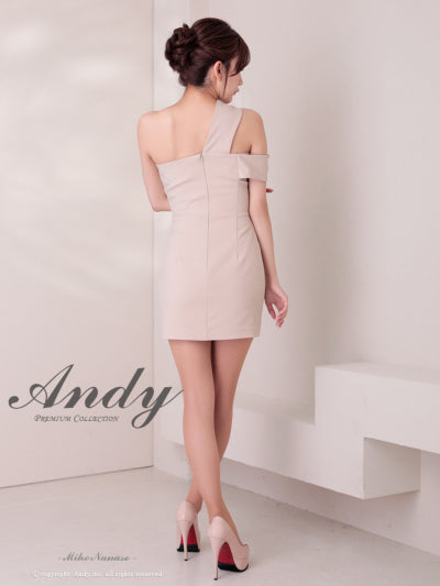Andy/AN-ON2938/ワンピース/ミニドレス/キャバドレス/アシンメトリー/ワンショルダー/フロントジップ/タイト