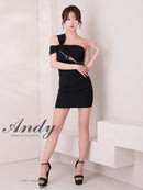 Andy/AN-ON2938/ワンピース/ミニドレス/キャバドレス/アシンメトリー/ワンショルダー/フロントジップ/タイト