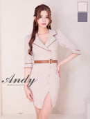 Andy/AN-ON2940/ワンピース/ミニドレス/キャバドレス/ジャケット風/パイピング/袖あり/ハーフスリーブ/アシンメトリー/タイト