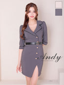 Andy/AN-ON2940/ワンピース/ミニドレス/キャバドレス/ジャケット風/パイピング/袖あり/ハーフスリーブ/アシンメトリー/タイト