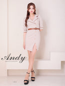 Andy/AN-ON2940/ワンピース/ミニドレス/キャバドレス/ジャケット風/パイピング/袖あり/ハーフスリーブ/アシンメトリー/タイト