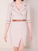 Andy/AN-ON2940/ワンピース/ミニドレス/キャバドレス/ジャケット風/パイピング/袖あり/ハーフスリーブ/アシンメトリー/タイト