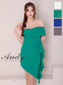 Andy/AN-ON2941/ワンピース/キャバドレス/ミニドレス/シンプル/オフショル/タック/ワンショルダー/フリル/アシンメトリー/タイト