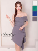 Andy/AN-ON2941/ワンピース/キャバドレス/ミニドレス/シンプル/オフショル/タック/ワンショルダー/フリル/アシンメトリー/タイト